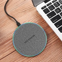 2020  Qi standard ultra thin cloth aluminum alloy fast charging 10W Wireless fast charger